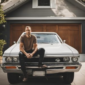 garage door not working man on car waiting