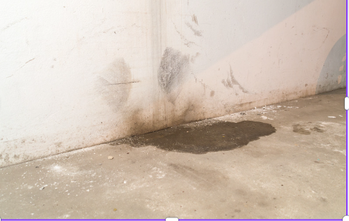 water leaking into garage under wall