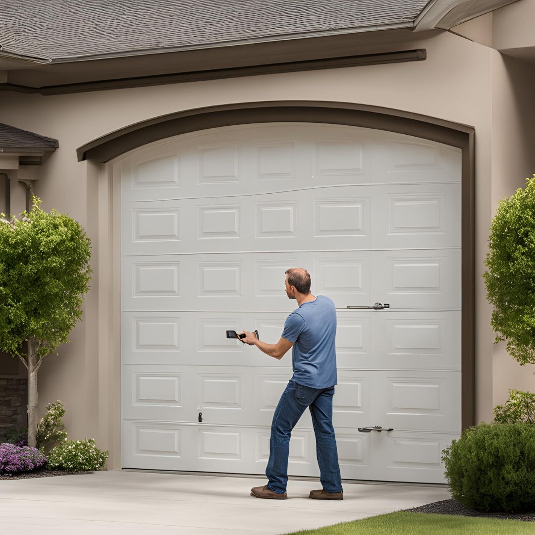 man resetting Garage Door Remote